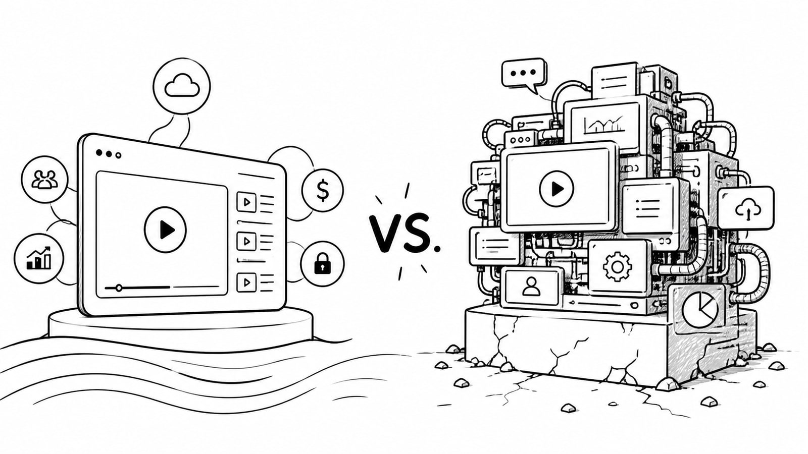 Editorial comparison graphic for Uscreen vs Muvi and OTT subscription platform selection