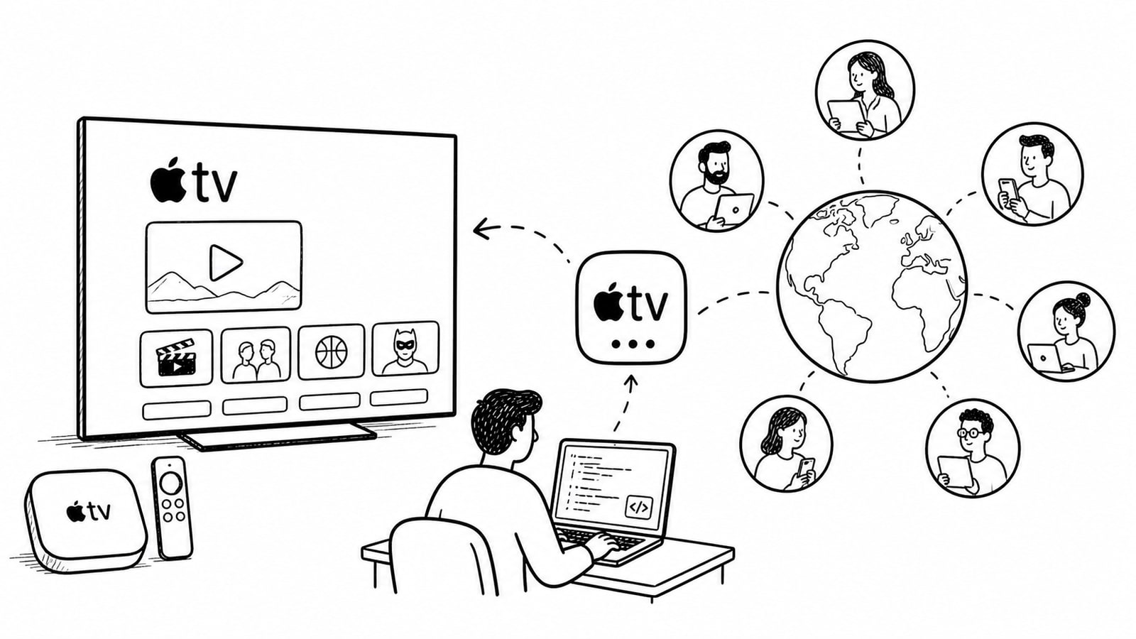 Apple TV streaming service interface on a living room television